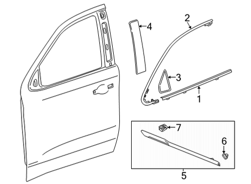 2022 Cadillac Escalade Exterior Trim - Front Door Body Side Molding Diagram for 84276448