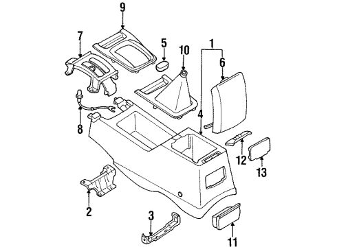 1994 Nissan Altima Center Console Console Box-Floor, Rear Diagram for 96950-3E114