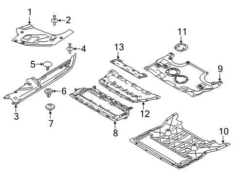 2019 BMW 530e xDrive Splash Shields Upper Left Engine Compartment Cover Diagram for 51767349603