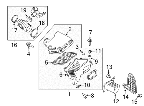 2019 Nissan NV2500 Powertrain Control Air Cleaner Housing Diagram for 16528-9JJ0A