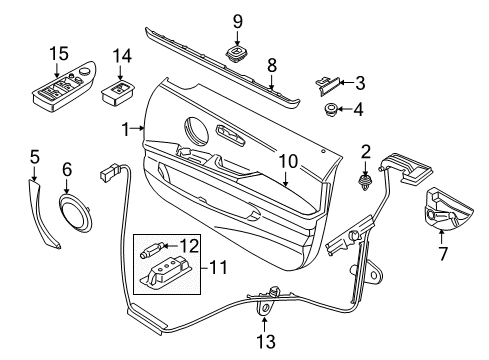 2011 BMW 335d Front Door Crash Pad, Left Diagram for 51717179943