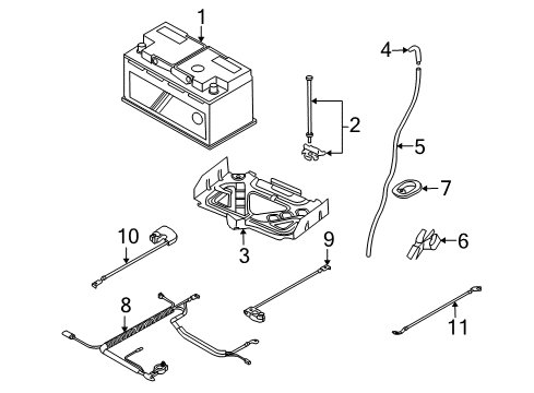 2007 Mini Cooper Battery Negative Battery Cable Diagram for 61127616199