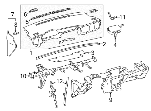 2017 Toyota Corolla Cluster & Switches, Instrument Panel Center Brace Diagram for 55307-02460