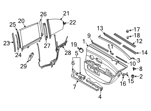 2002 BMW 745Li Interior Trim - Rear Door Brush Cable Unit, Left Diagram for 51167013095