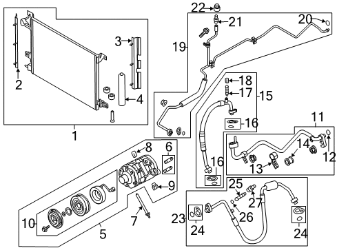 2014 Ford Mustang A/C Condenser, Compressor & Lines Compressor Assembly Diagram for BR3Z-19703-C