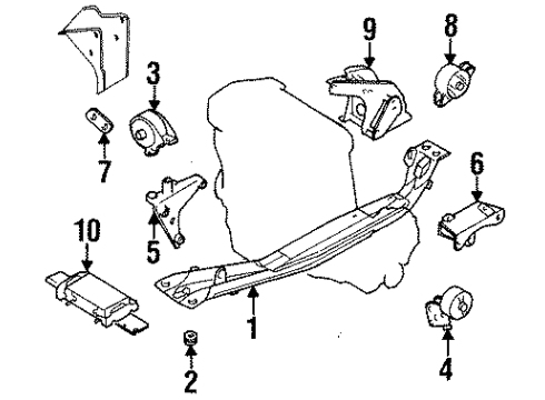 1996 Nissan 200SX Engine & Trans Mounting Engine Mounting Bracket, Rear Diagram for 11332-0M810