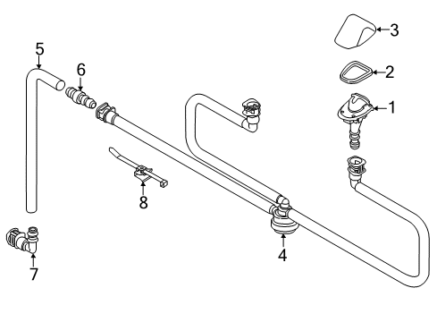 2013 BMW 135is Washer Components Hose Line, Headlight Cleaning System Diagram for 61677179469