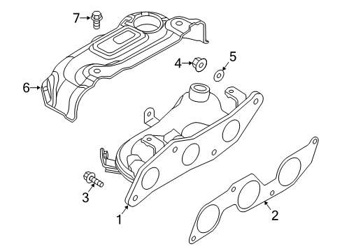 2015 Mitsubishi Mirage Exhaust Manifold Nut-Exhaust Manifold Diagram for MR212302