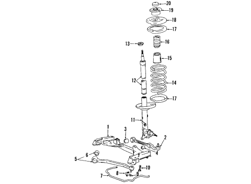 1985 BMW 735i Front Suspension Components, Lower Control Arm, Stabilizer Bar, Wheels Brake Hose Diagram for 34321159879