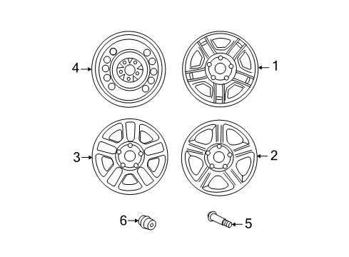 2006 Ford Escape Wheels, Covers & Trim Spare Wheel Diagram for YL8Z-1015-AA