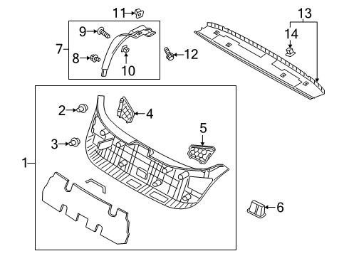 2020 Hyundai Veloster Interior Trim - Lift Gate Trim Assembly-Tail Gate Frame Side Diagram for 81740-J3000-NNB