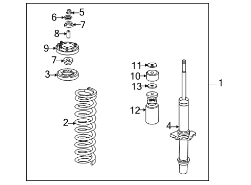 2002 Acura CL Struts & Components - Front Shock Absorber Assembly, Right Front Diagram for 51601-S3M-A03