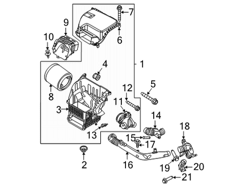 2021 Ford Bronco Air Intake Air Duct Bolt Diagram for -W500215-S442