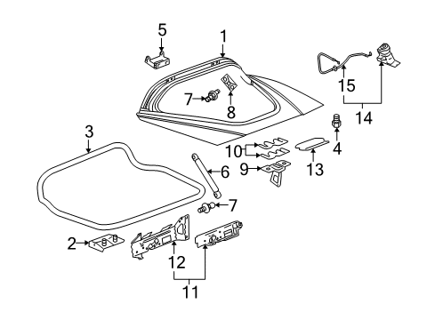 2013 Chevrolet Corvette Gate & Hardware Lift Gate Diagram for 25887413