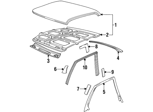 2000 Cadillac Eldorado Roof & Components, Exterior Trim Weatherstrip Asm-Front Side Door Roof Drip Diagram for 25697621