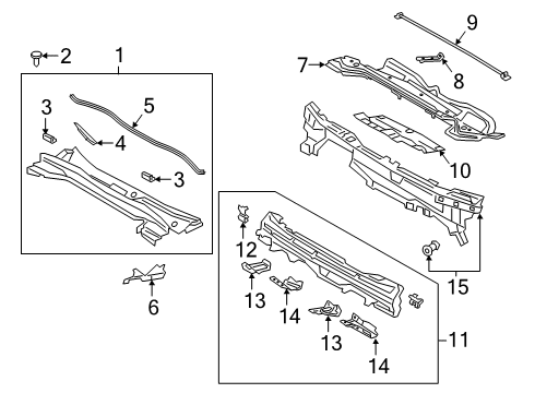 2021 Lexus UX200 Cowl Bar, Tower Diagram for 48691-76040