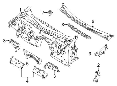 2003 BMW 330i Cowl Covering Left Diagram for 51718208479