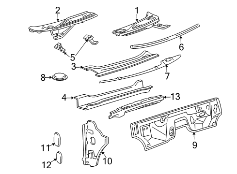 2006 Lincoln Navigator Cowl Sound Absorber Diagram for 5L1Z-78023A44-AA