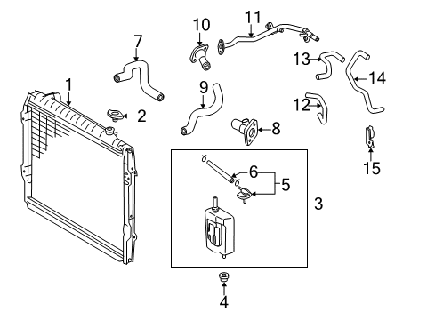 1999 Toyota 4Runner Radiator & Components Recovery Tank Diagram for 16470-75030