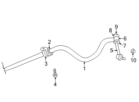 1999 Dodge Durango Stabilizer Bar & Components - Front Bushing Diagram for 52106492AA