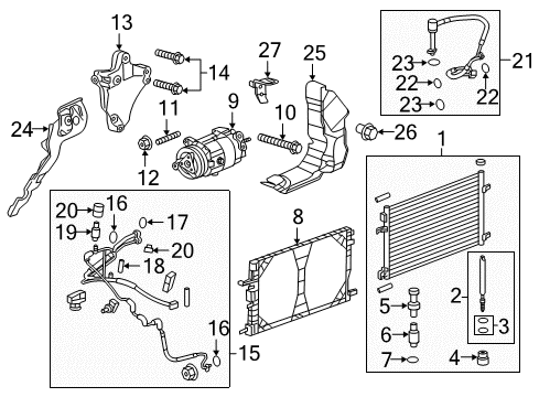 2013 Buick Regal A/C Condenser, Compressor & Lines Condenser Diagram for 39025498