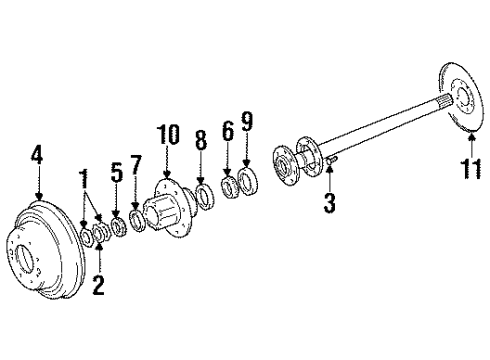 1995 Dodge Ram 3500 Rear Brakes Stud Hub Diagram for 4746916