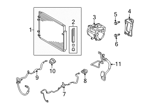 2009 Toyota Highlander A/C Condenser, Compressor & Lines Compressor Assembly Diagram for 88320-48160-84