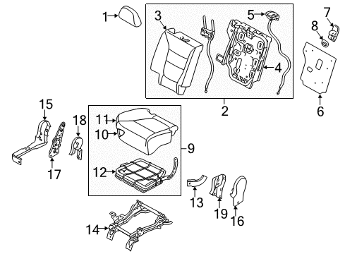 2011 Kia Sorento Second Row Seats Cover-2ND Cushion Inner Inside Diagram for 890601U130H9