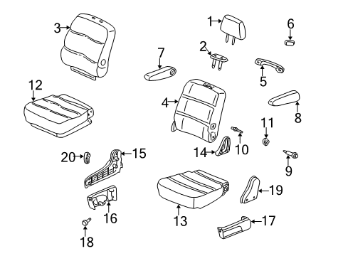 2004 Honda Odyssey Second Row Seats Guide, Headrest *G49L* (LIGHT FERN GREEN) Diagram for 81144-SH3-003YF