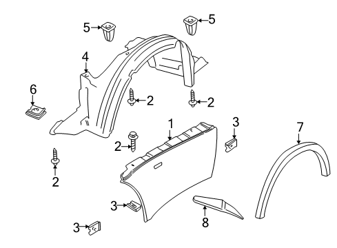 2002 BMW Z3 Fender & Components Cover, Wheel Housing, Front Left Diagram for 51718397685