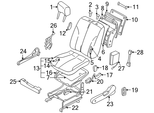 2000 Infiniti I30 Front Seat Components Heater Unit-Front Seat Back Diagram for 87635-2Y100