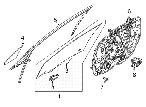 2022 Kia K5 Front Door Glass & Hardware Glass-Fr Dr Fixed, LH Diagram for 82430L3000