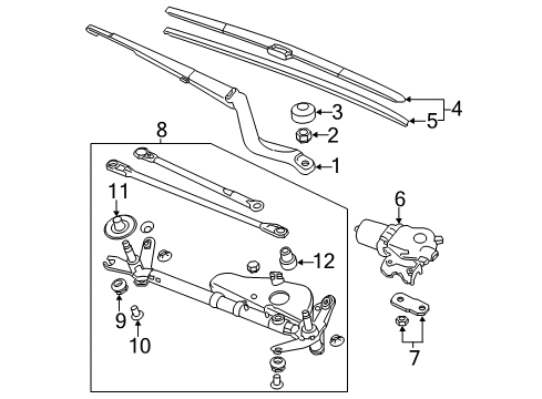 2015 Honda Accord Wiper & Washer Components Motor, Front Wiper Diagram for 76505-T3V-A01
