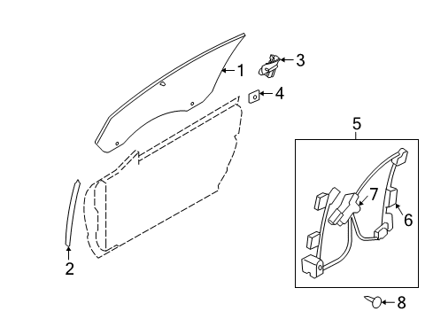 2005 Ford Mustang Door & Components Retainer Gusset Diagram for 4R3Z-6322380-AA