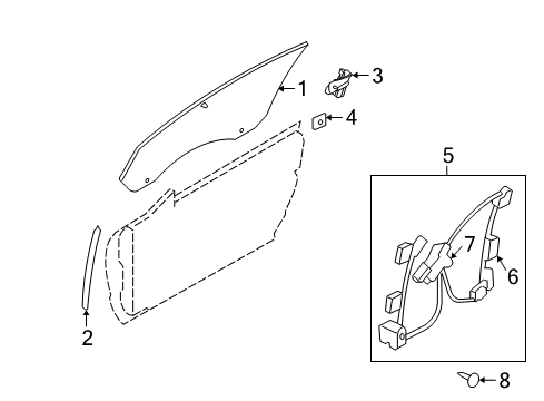 2009 Ford Mustang Door & Components Regulator Diagram for 6R3Z-6323209-A