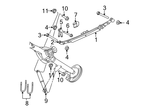 2006 Dodge Ram 3500 Rear Suspension Rear Leaf Spring Diagram for 52121704AB