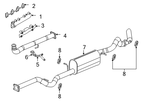 2001 GMC Sierra 3500 Exhaust Components, Exhaust Manifold Muffler Asm, Exhaust (W/ Exhaust & T/Pipe & 3Way Catalytic Converter Diagram for 88983200