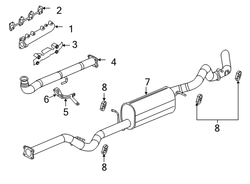2001 GMC Sierra 3500 Exhaust Components, Exhaust Manifold Muffler Asm, Exhaust (W/ Exhaust & T/Pipe & 3Way Catalytic Converter Diagram for 88983232