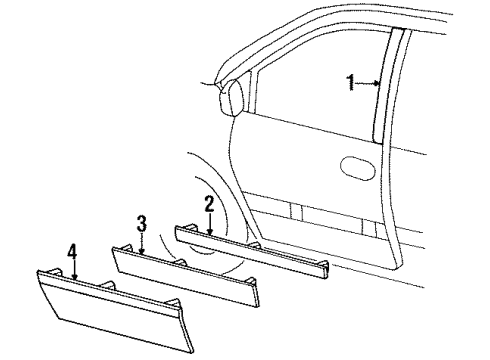 1998 Dodge Grand Caravan Exterior Trim - Front Door APPLIQUE/DK Gray Diagram for PK07SS5