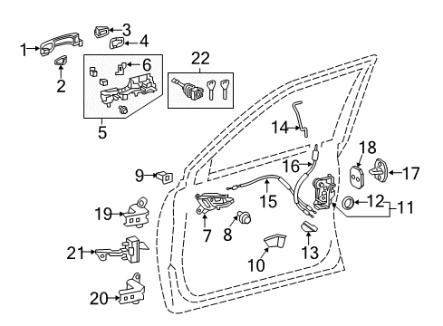 2020 Lexus LX570 Front Door Door Handle Assembly, Outside Diagram for 69210-60280-E0