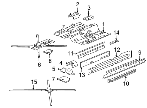 2008 Pontiac G6 Pillars, Rocker & Floor - Floor & Rails Brace Asm-Floor Panel Tunnel Panel Front Diagram for 25911272