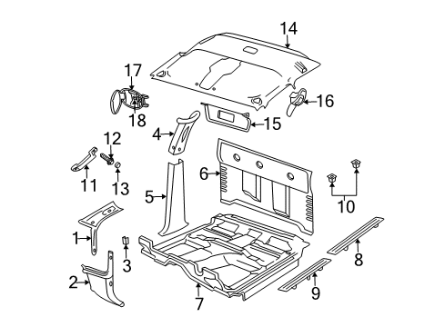 2000 Dodge Dakota Interior Trim - Cab Panel-C Pillar Diagram for 5GC90LAZAC