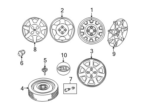 2004 Kia Spectra Wheels, Covers & Trim Wheel-Disc, Aluminum Diagram for K9965U15540