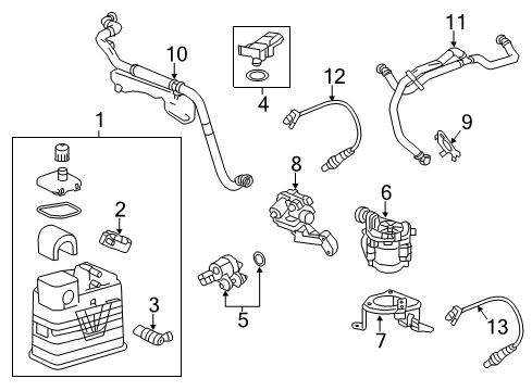 2015 Chevrolet Impala Emission Components Vapor Canister Diagram for 84163666