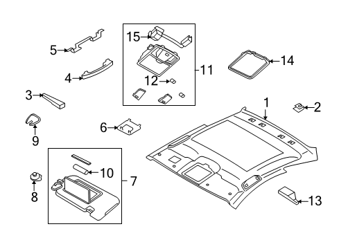 2008 Infiniti G37 Sunroof SPACER-HEADLINING Diagram for 73982-JL00A