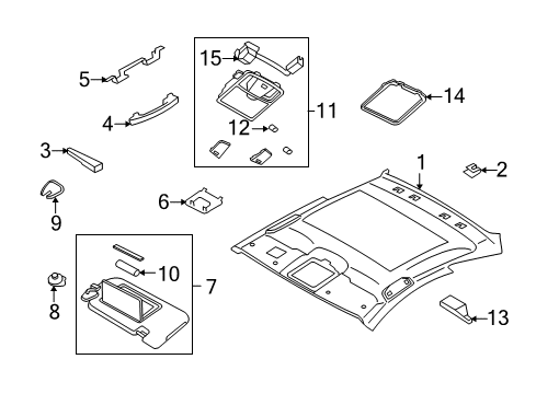 2008 Infiniti G37 Sunroof Clip Diagram for 73998-EG00A