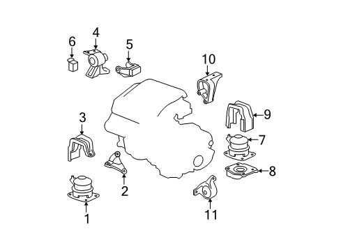 2007 Acura MDX Engine & Trans Mounting Bracket, Engine Side Mounting Diagram for 50824-SJC-A00