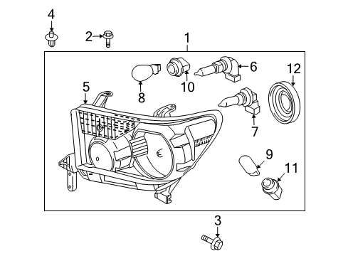 2008 Toyota Sequoia Headlamps Lens & Housing Diagram for 81170-0C051