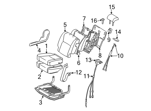 2007 Toyota Highlander Second Row Seats Seat Cushion Pad Diagram for 71611-48100