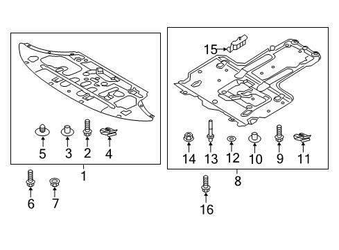 2018 Genesis G90 Radiator Support - Under Cover & Splash Shields Bracket-Side, RH Diagram for 29123B1400